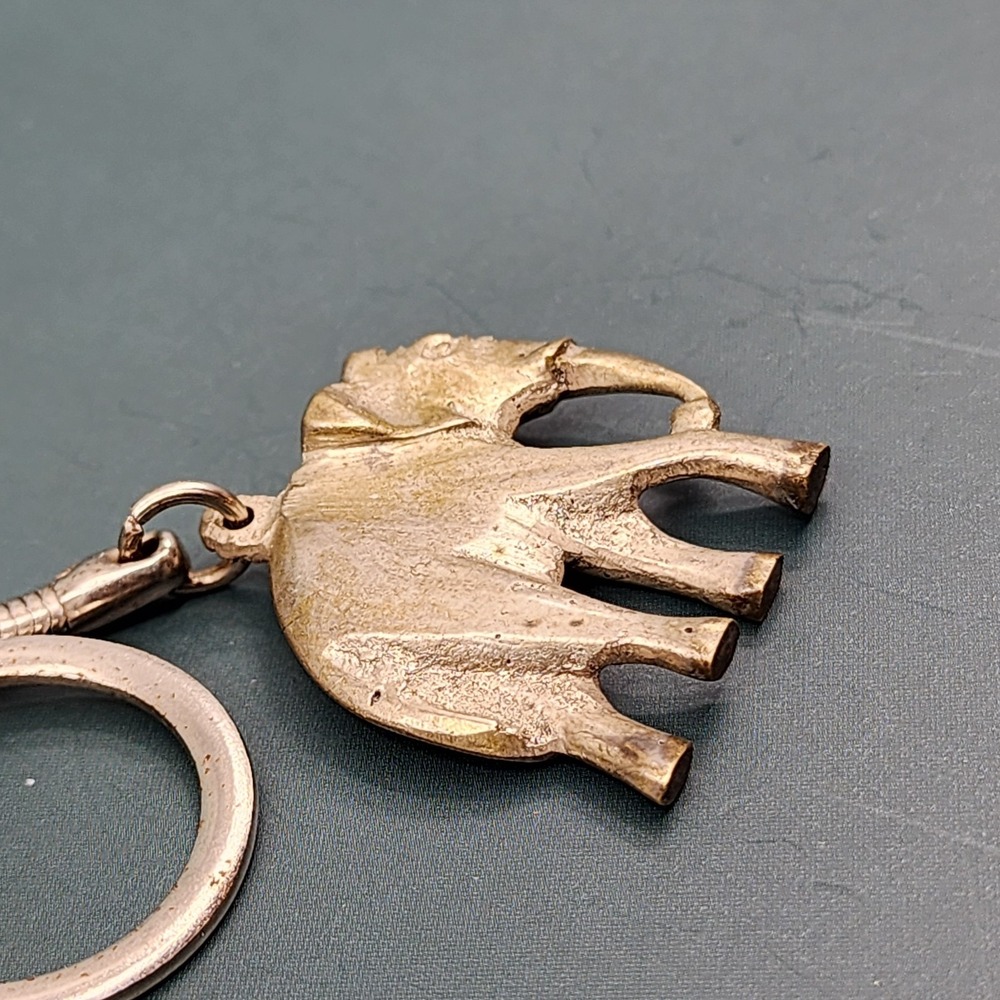 Vintage Gold Tone Elephant Keychain Lucky Animal Charm Key Ring Boho Bag Gift